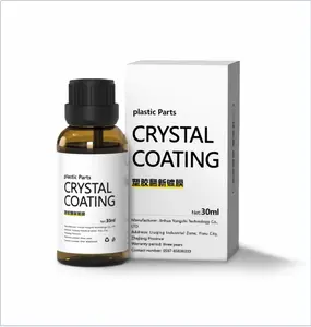 Automotive plastic refurbishment agent, crystal coating on plastic parts, 30ml easy to use automotive freshener, automotive plastic part freshener, gloss protection, plastic skin activating coating agent with sponge and cloth
