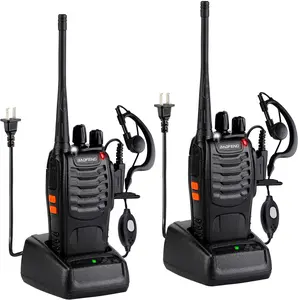 Baofeng Walkie Talkies 888S Rechargeable Long Range with Earpieces for Adults, 16 Channel Professional Radio Handheld Two Way Radios Li-ion Battery and Charger Included