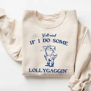 Y'all Mind If I Do Some Lollygaggin Graphic Sweatshirt, Funny Retro Lollygagging Frog Pullover Hoodie For Men & Women