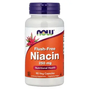 NOW Foods Flush-Free Niacin, 250 mg, 90 Veg Capsules