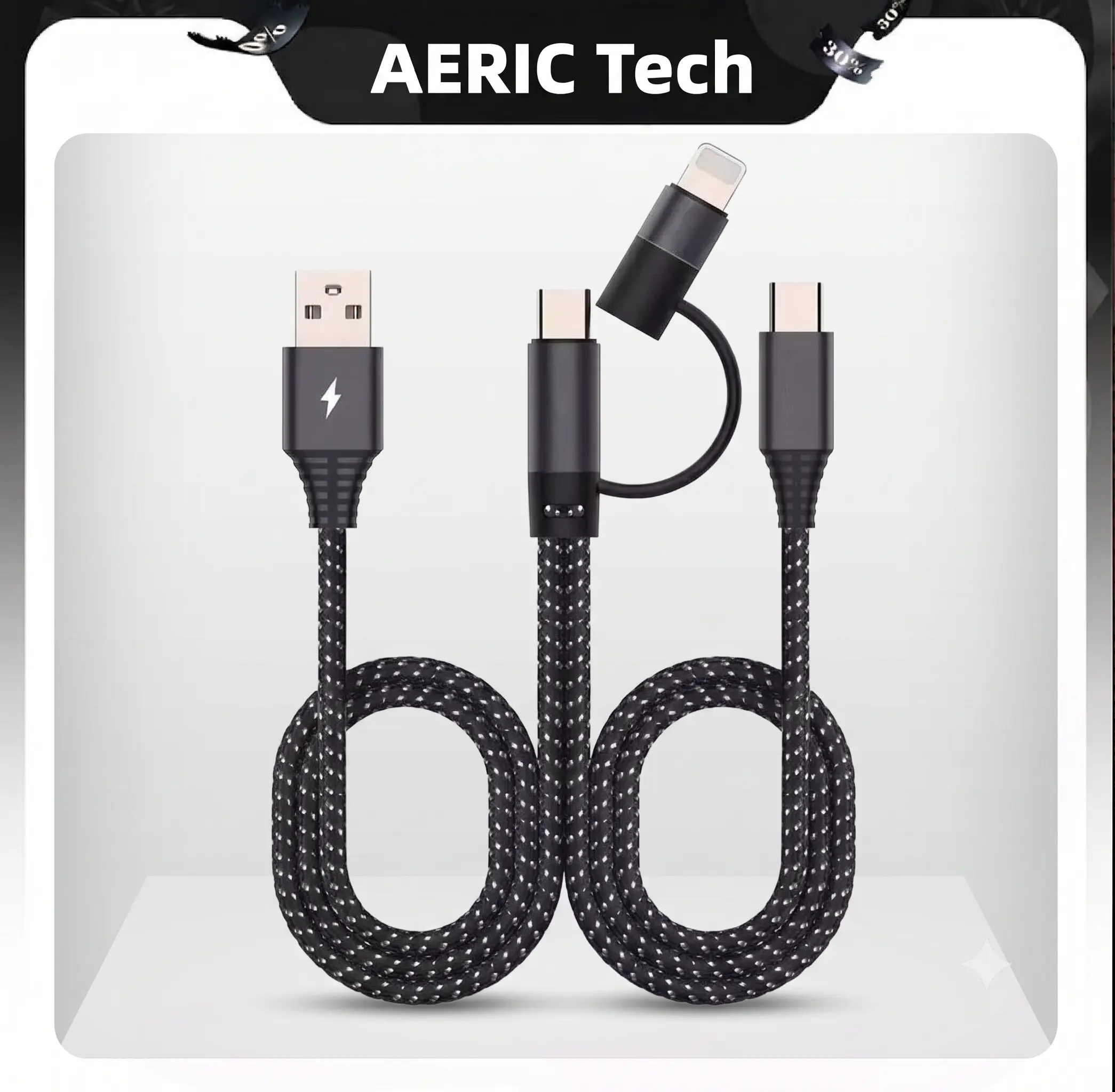 Aerix Tech 3-in-1 Universal OTG Sound Card Live Broadcast Cable, Type-C to 2-Digital Audio Adapter for Apple & Android Devices, USB-Aux Playback Type C Accessories