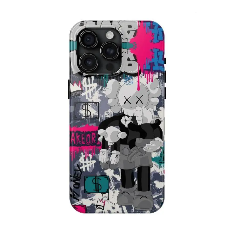 Kaws Graffiti Style Artistic & Minimalist Two-In-One Film Case - Durable, Shock-Absorbing, and Trendy Protection - for iPhone17 16, 15, 14, 13, 12 Plus, Pro, Max, and Samsung S25-22 Perfect Birthday Gift for Friends
