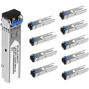 10 count SFP Network Transceiver Module, 1.25 Gigabit Single Mode LC Duplex 1000BASE-LX Dual Fiber SFP 20km 1310nm