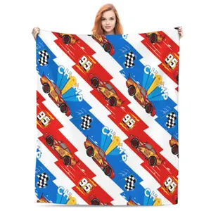 DISNEY CLASSIC Cars Throw Blanket – Cars Design with Checkered Flag & Racing Pattern, Soft Cozy Blanket for Kids, Teens & Pixar Fans, Perfect for Bed, Couch or Travel