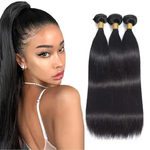 Bone Straight Human Hair Extensions 100% Unprocessed Brazilian 3 Bundles Lot 85g Double Weft Weave Natural Black Hair Bundles Christmas Gifts For Her