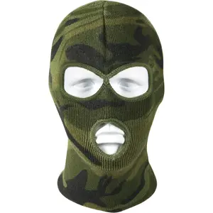 Woodland Camouflage - Deluxe 3-Hole Face Mask Balaclava, Acrylic