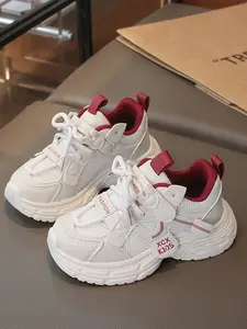 Pure Mesh Kids Dad Shoes Thick Sole Height Increase Velcro Breathable Versatile Unisex Children Athletic Sneaker Footwear Sports Sneakers