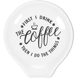 Funny Coffee Spoon Rest-But First Coffee Ceramic Spoon Holder-Cafe Station Bar Accessories