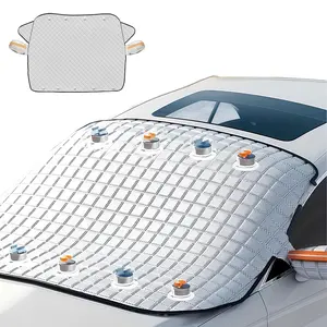 Car Windshield Sun Shade, Heavy Duty 4-Layer Magnetic Cover, UV & Heat Protection with Side Mirror Covers, Blocks Sunlight, Keeps Interior Cool, Fits Large Cars, SUVs, Trucks, Vans