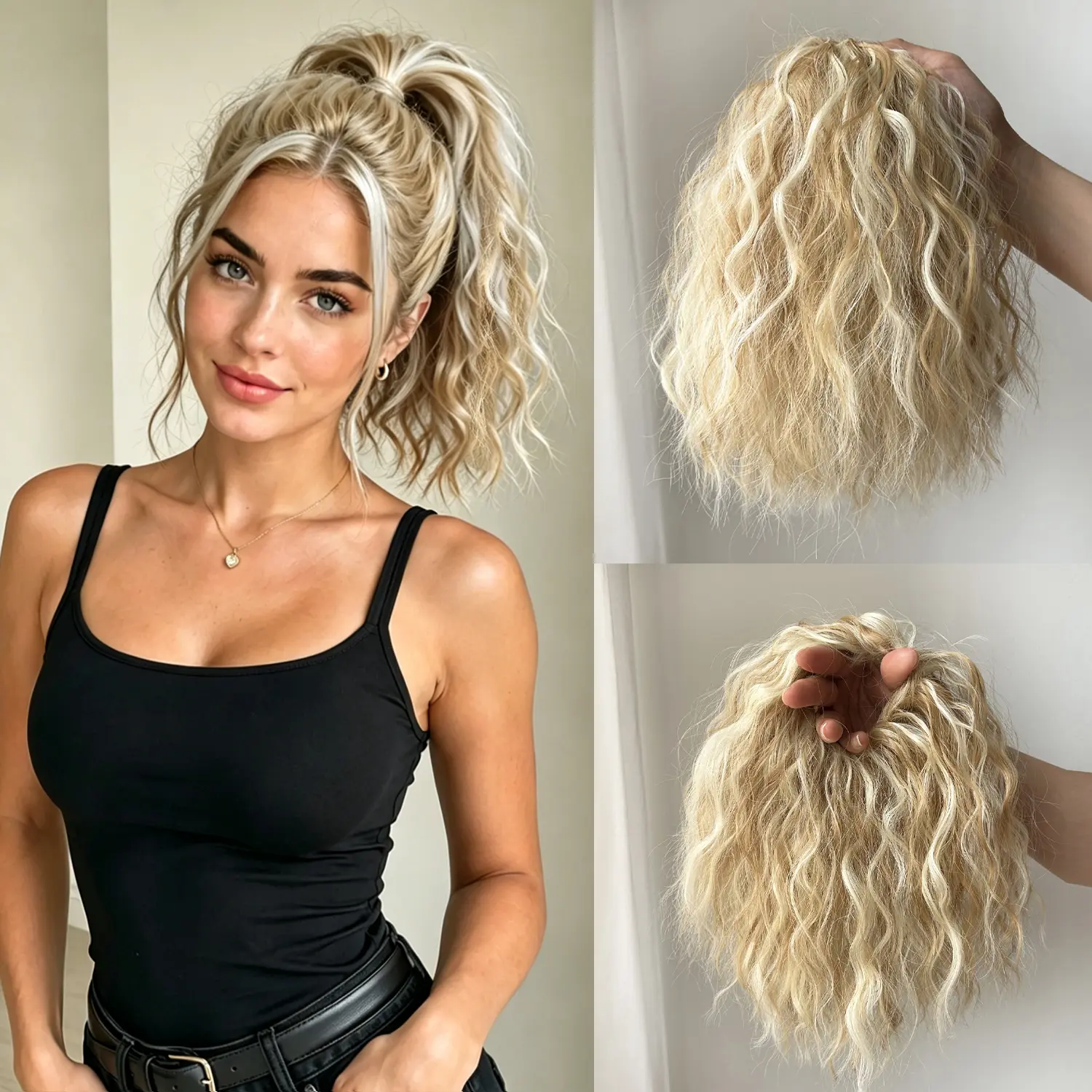 12Inch Messy Fluffy Curly Bun Wig, Women Synthetic High-Heat-Resistant Ponytail Extension, Suitable for Daily Wear, Increases Hair Volume