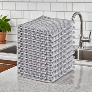 10 Counts Non Scratch Wire Dishcloth Multipurpose Wire Dishwashing Rag Metal Scrubbers for for Wet and Dry Cleaning,2-Layer Kitchen Cleaning Cloth Cleaning Tool