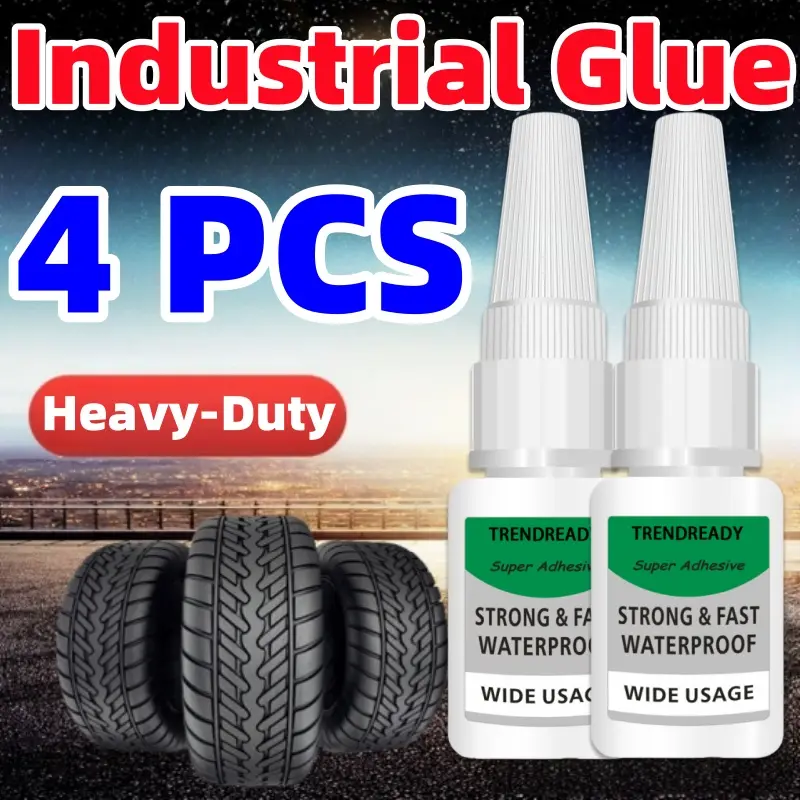 TRENDREADY 4PCS Industrial-Strength Super Glue Set - Quick Dry Adhesive, Heavy-Duty, Waterproof, Long-Lasting Bonding Solution for Metal, Plastic, Wood Repair