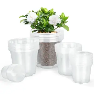 45 Pack 7/6/5/4/3 Inch Clear  Pots for , Clear Plastic  Pots with Drainage Holes, Transparent Variety Pack Flexible Garden Pot for Outdoor Indoor, Seed Starting Pots