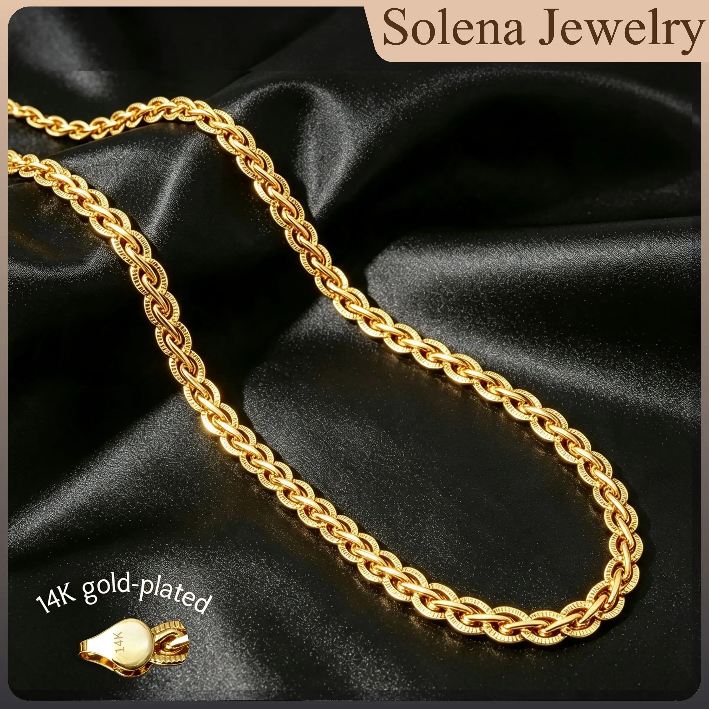 14K Gold Plated Italian Chain Necklace, Concave Figaro Link Design, 6mm 8mm Gold Chain for Men, Waterproof Non Tarnish Stainless Steel Jewelry, 20/24 Inch Minimalist Luxury Hip Hop Necklace
