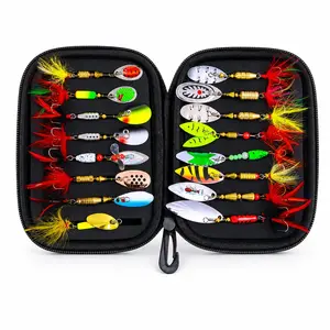 16pcs Fishing Spinner Lure Set with Storage Bag, Spoon Baits for Bass & Trout, Portable Fishing Tackle Kit, Ideal for Anglers