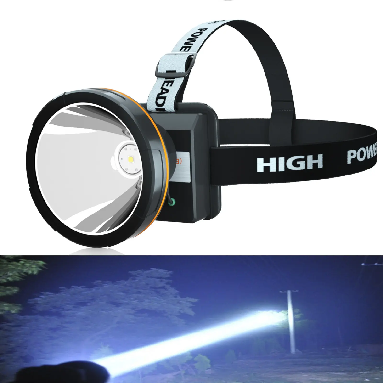 ODEAR Super Bright LED Headlamp - High Lumen Rechargeable Spotlight with Adjustable Light Modes, IP4 Waterproof Emergency Headlight Flashlight for Outdoor Camping, Fishing Activities, Comfortable for Adults, Outdoor Activities