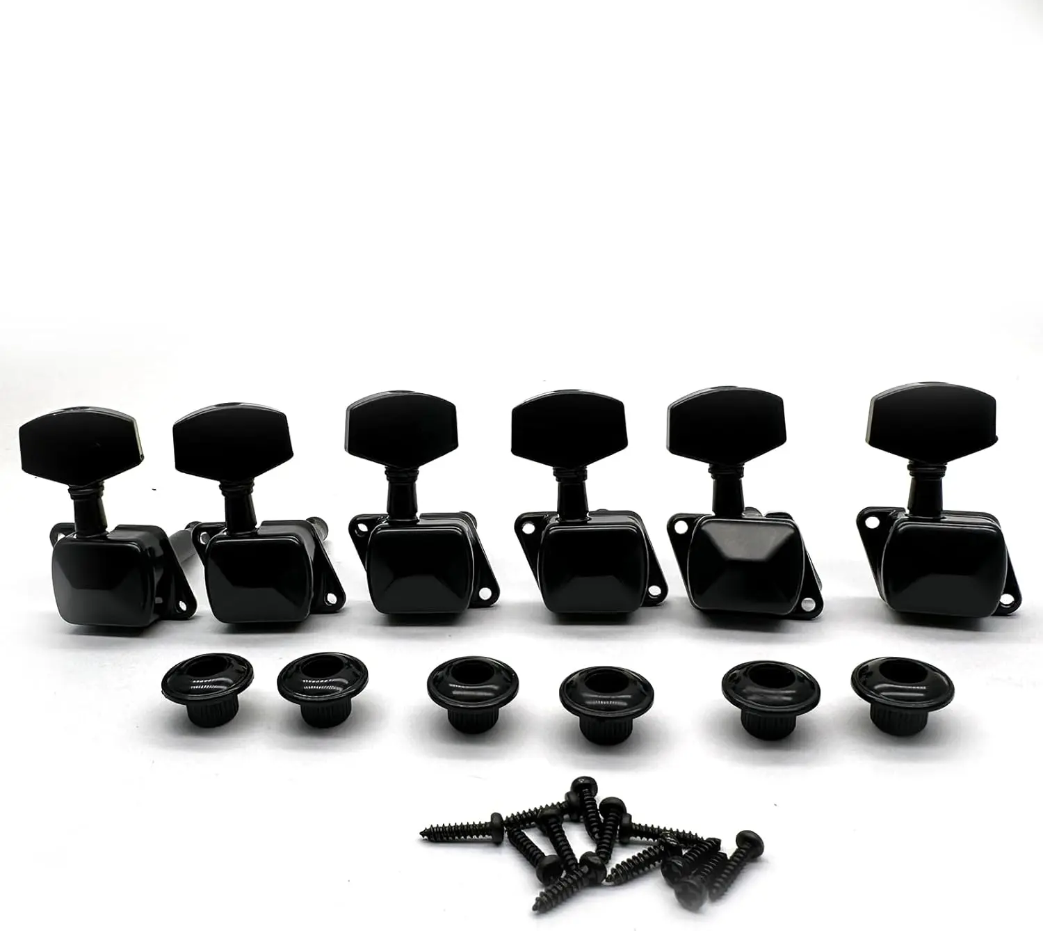 6R Semi-Closed Guitar String Tuning Pegs - 13/32in Screws & Ferrules, Alloy Metal Guitar Gear with Quality Guarantee for Acoustic, Electric Instruments (Black), Acoustic Guitar