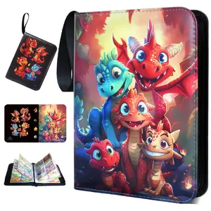 Card Binder for Pokemon God Pack, High-end Zipper PU Leather Trading Card Binder, 1/4 Pocket Card Sleeves, Holds 100/400 Cards, Suitable for TCG, MTG, Baseball Cards, Basketball Cards, Can be used as a Gift for Boys and Girls.