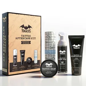 YOKACOS Tattoo Aftercare Kit - Tattoo Balm, Aftercare Gel,Antibacterial Soap, and Aftercare Wrap - TSA-Friendly Balm & Soap - Easy Removal, Mess-Free Wrap