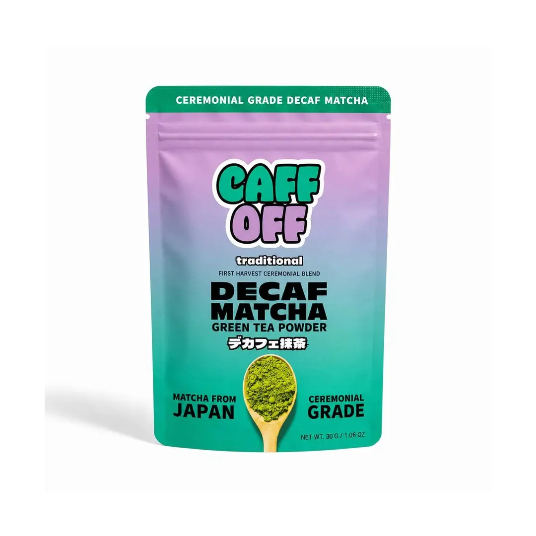 Caff Off Ceremonial Grade Decaf Japanese Matcha Tea - Traditional Beverage, First Harvest, Shade-Grown, Heavy Metals Tested for Caffeine-Sensitive Individuals