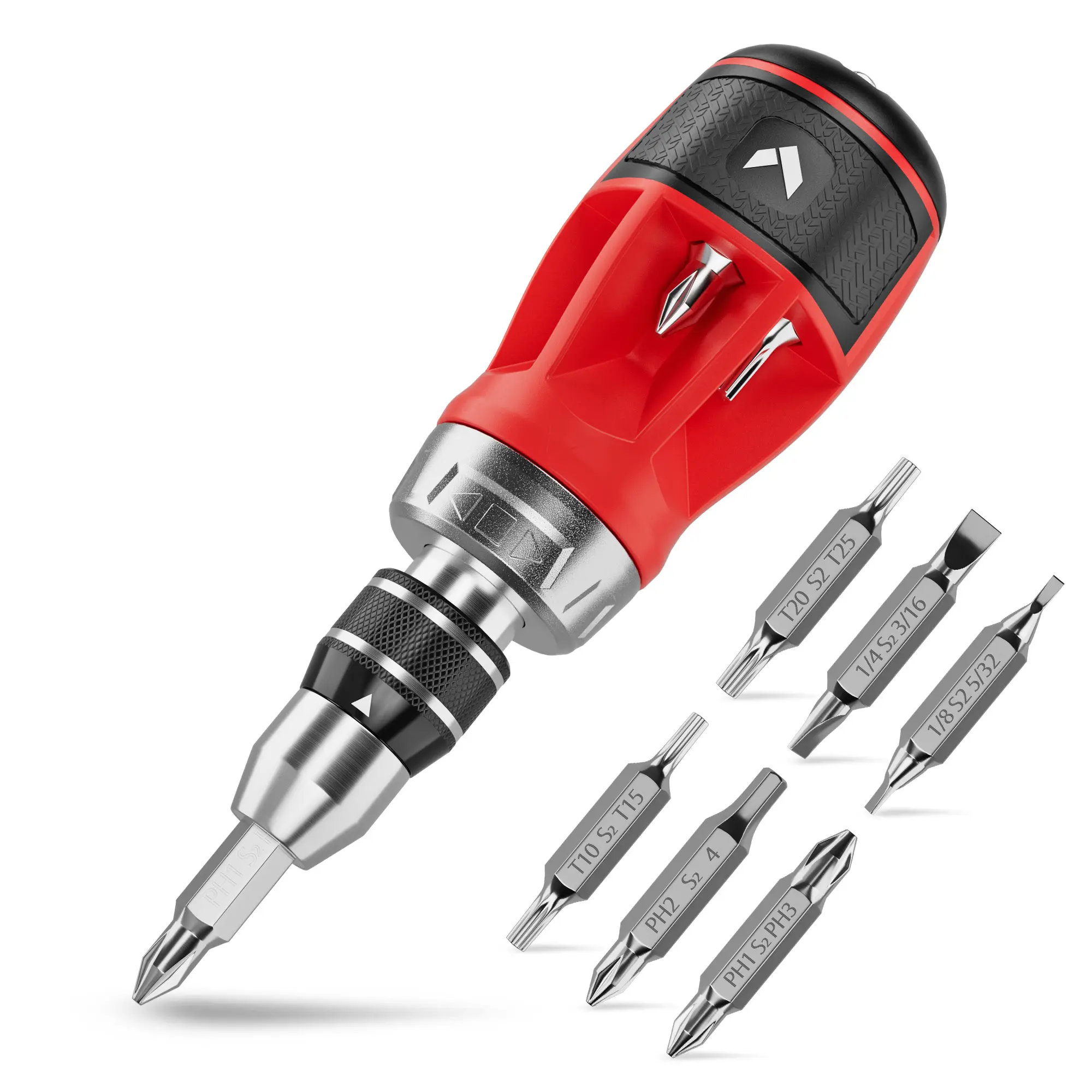#summersale ARROW Stubby Ratcheting Screwdriver, 12-IN-1 Multi Bit Ratchet Screwdriver set, Premium S2 Steel, Innovated Bits Quick-Load Mechanism, with Phillips, Slotted, Torx, Square Bits Stored in Handle