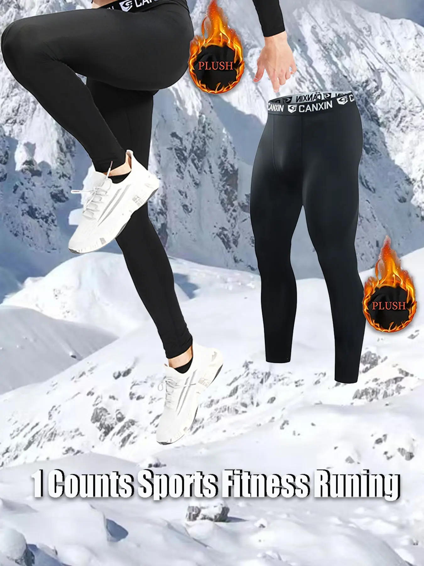Men's Basketball Compression Pants, Running & Fitness Training Long Leggings, Fleece Lined Warm Base Layer, Breathable Quick-Dry Comfort