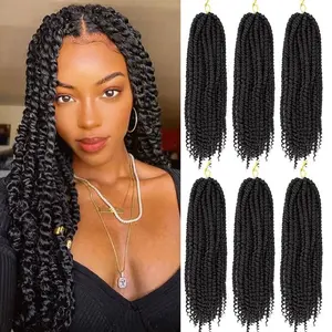 Passion Twist Crochet Hair 18inch 96 Stands Passion Twists Braiding Hair 6 Packs Synthetic Passion Twist Crochet Braids Hair Extensions (1#BLACK Hair, 18 Inch (Pack of 6))