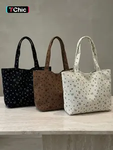 Butterfly Knot Print Tote Bag, Casual Trendy Bag, Large Capacity Dual Handle Shoulder Bag, Ideal for Teenage Girls and College Students