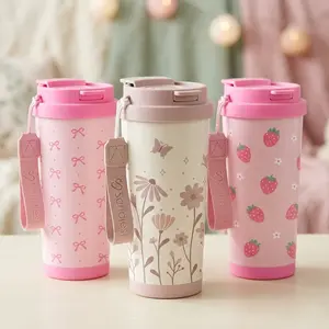 SANDJEST 18oz Insulated Iced & Hot Coffee Tumbler with 2-in-1-Lid, Leak Proof Portable Car-Friendly Cup Ideal for Office Travel Mother's Day Gift