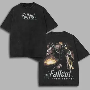 Fallout: New Vegas - NCR Vintage Washed Unisex Graphic Tees, Casual Crewneck Short Sleeve shirts Men Gifts, For Fan Cotton Fabric