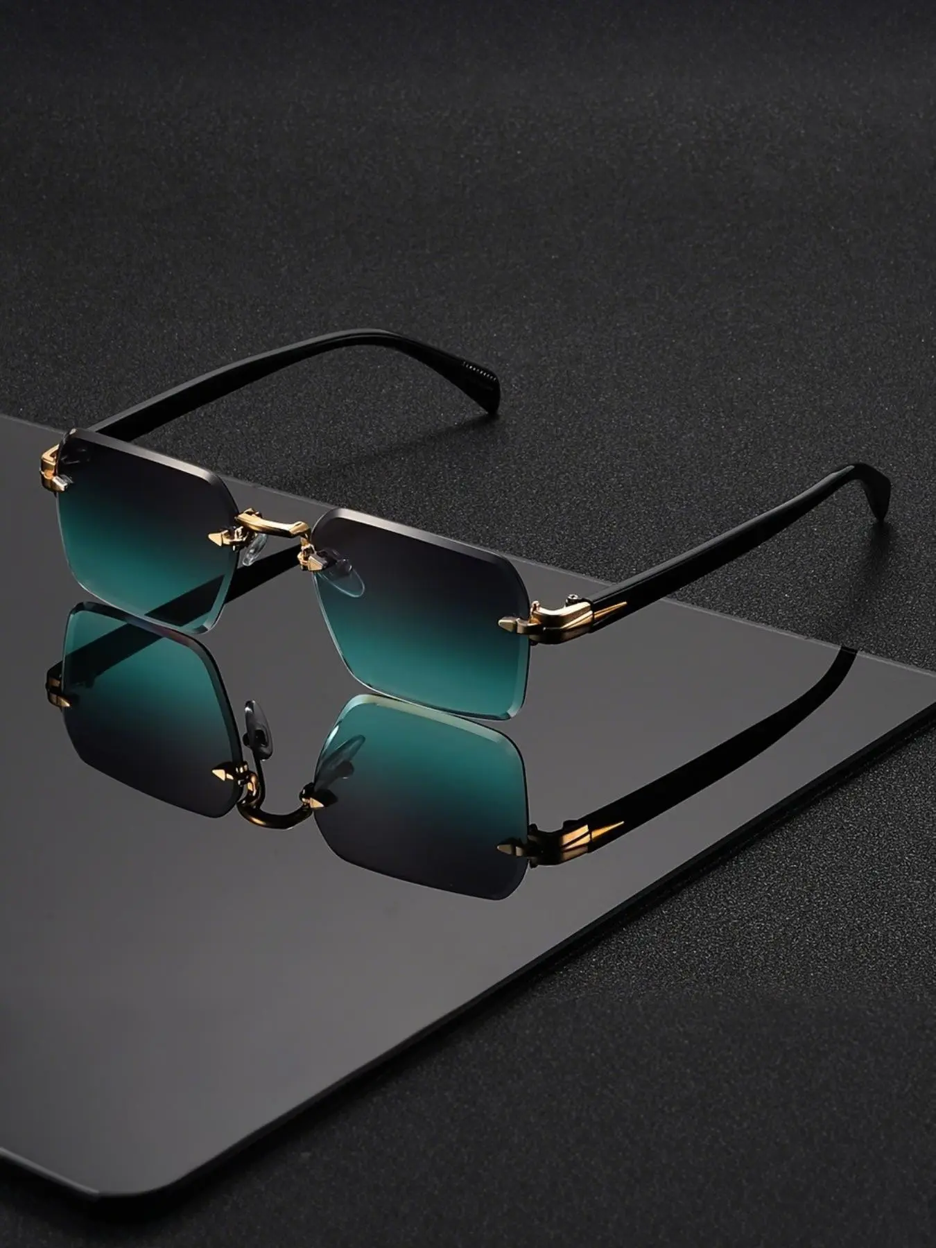 Retro Geometric Sunglasses Rectangular Rimless Glasses for Both Men And Women, Perfect for Everyday Casual Wear And Decoration