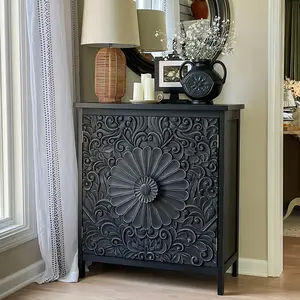 PHI VILLA Accent Cabinet with Doors Decorative Storage Cabinet with Storage Credenza for Living Room Entryway Furniture Drawer Design Aesthetic, Christmas Gift for Home