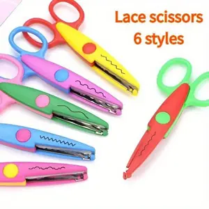 6 models 6 patterns 5 inch lace scissors safe and not easy to hurt hands fun plastic scissors DIY handbook album photos