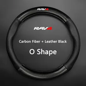 38CM Carbon Fiber Car Steering Wheel Cover Breathable Anti Slip Cover Car Accessories For Toyota RAV4 Corolla Camry CHR Yaris Prius Prado Auris Avensis Hilux