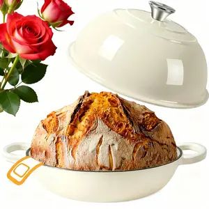 Enameled Cast Iron Dutch Oven 5.5 Quart with Lid Shallow Braising Pan Casserole Heat-resistant up to 500° F Bakeware Kitchenware Baking Supplies Kit pots and pans set smudge pot butter bell