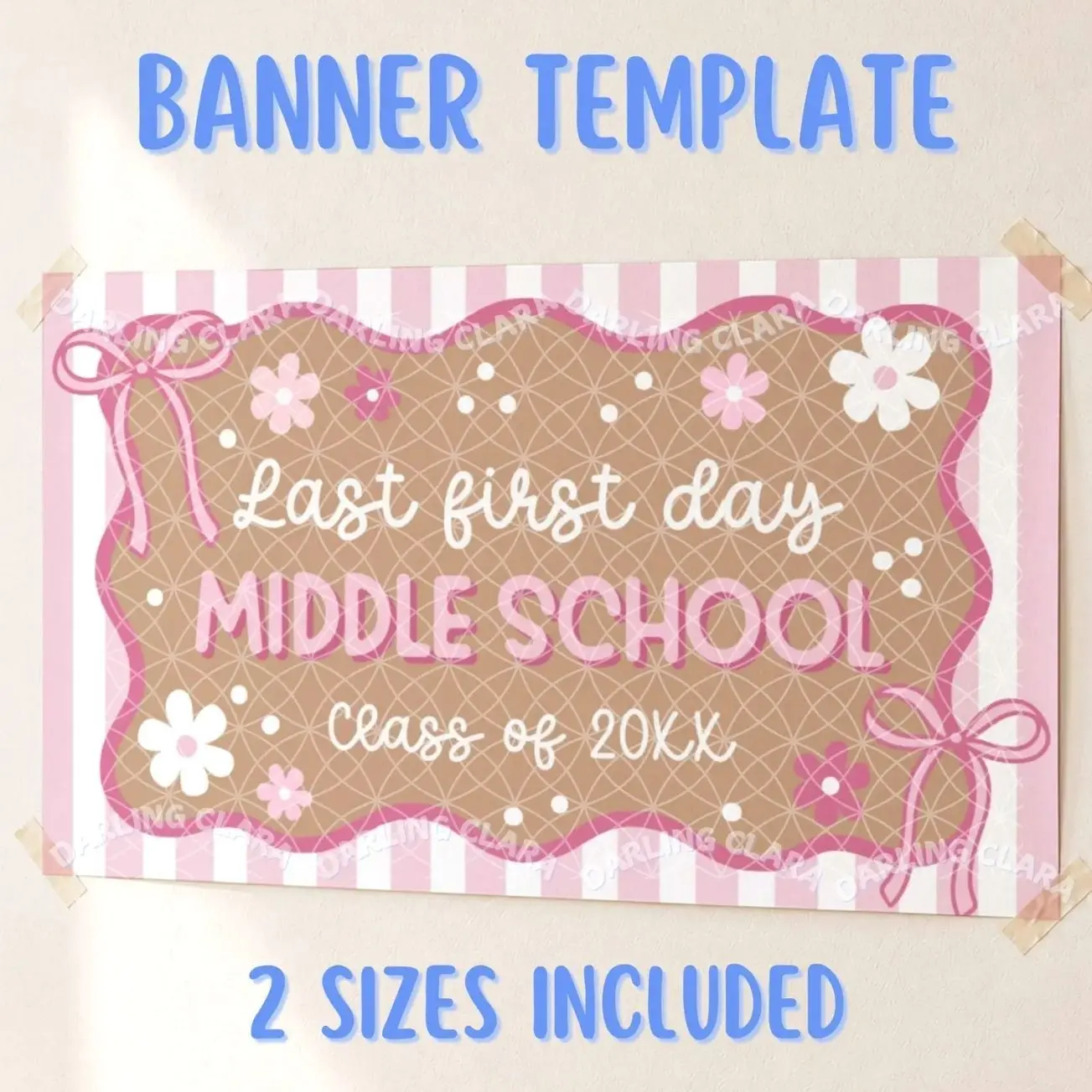 Middle School Last First Day Banner, Pink Floral School Milestone Decor
