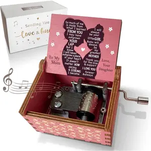 Box Gifts for Mom from Daughter,I Love You Mom Gifts You are My Sunshine Hand Crank Wooden Musical Boxes for Mom  Birthday Christmas Mothers Day