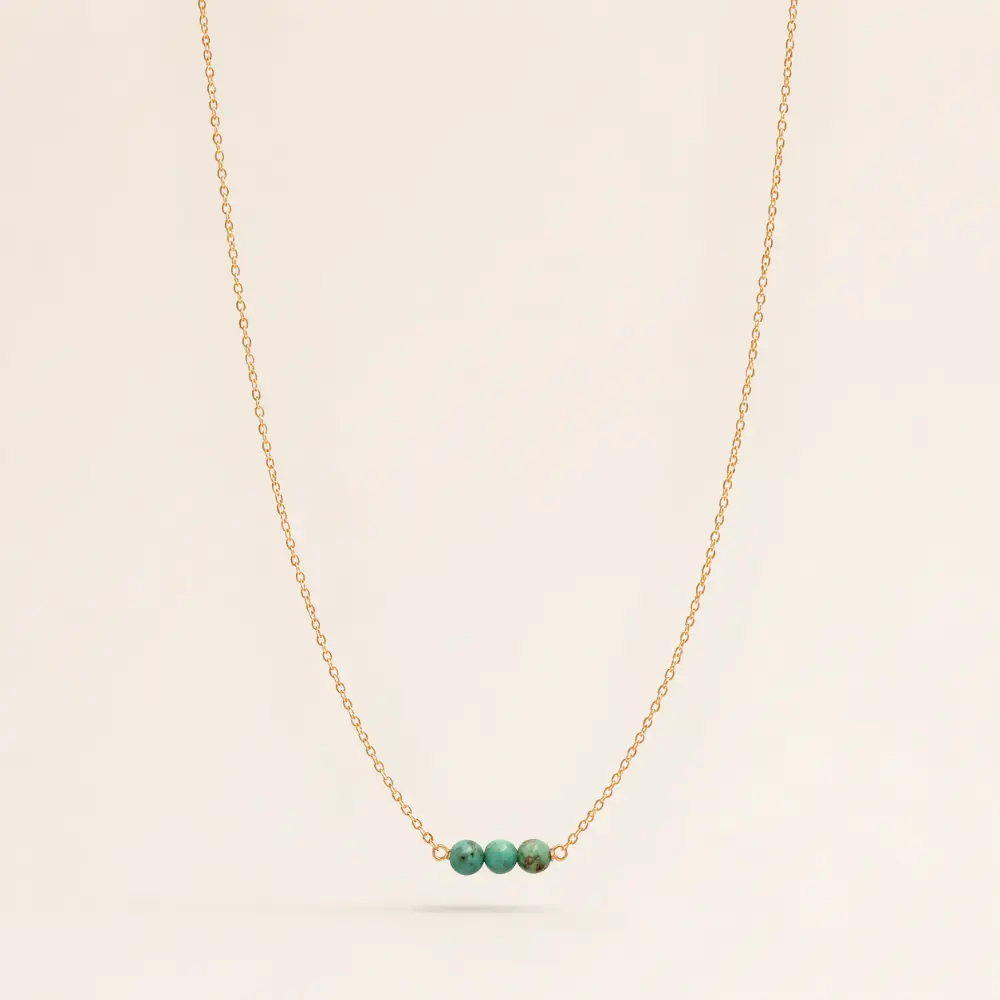 December Birthstone Three Gem Necklace with Turquoise