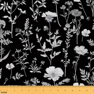 Floarl Upholstery Fabric by The Yard,Farmhouse Flowers Pattern Reupholstery Fabric for Chairs,Garden Floral Botanical Decorative Waterproof Fabric, Digital Printed Fabric, Elegant Floral Fabric