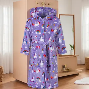 L-SQ052  Cartoon Hooded Bathrobe for Kids - Toddler Robe & Pajamas Sleepwear for Little Boys and Girls