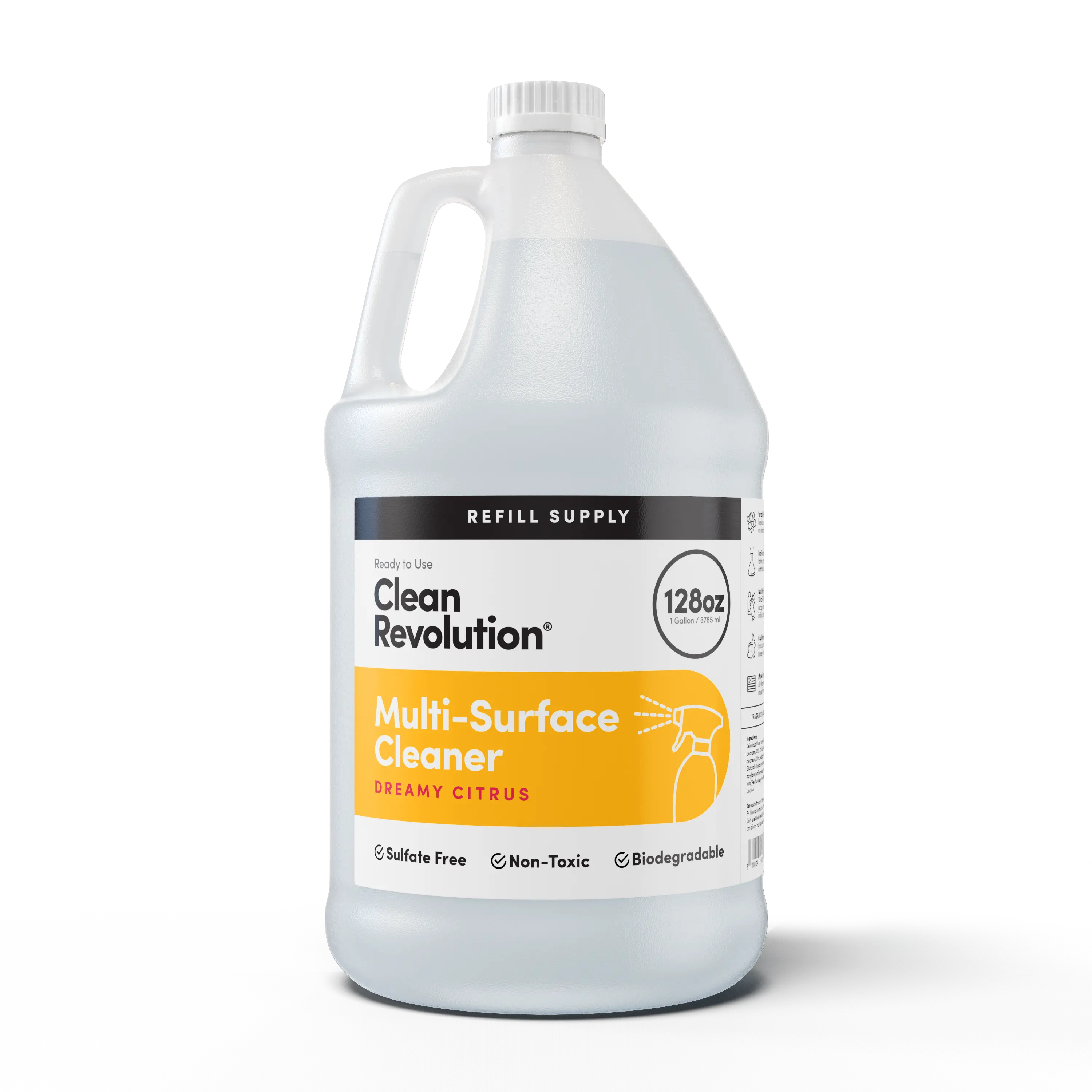 Clean Revolution Multi-Surface Cleaner 128oz Eco-Friendly Non-Toxic Sulfate-Free Biodegradable Refill Bottle homeessentials
