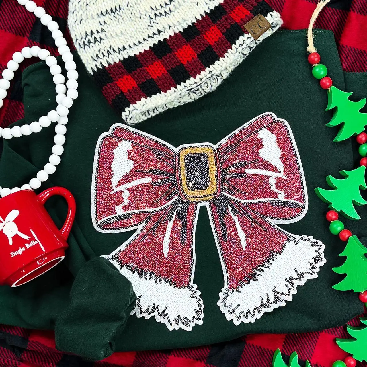Sequin Santa Bow Patch