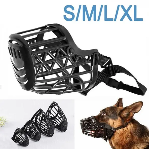 Large Breathable Mesh Cage Dog Muzzle Anti Biting Barking Chewing Pet Mouth Cover Black