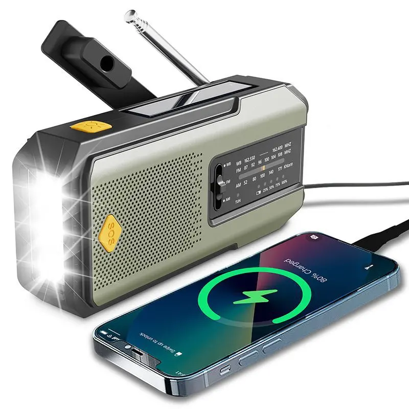 Emergency Solar Crank Radio Equipment with 2000mAh Power Bank & LED Flashlight ,Summer Portable Compact SOS Alarm Weather Radio,Portable Survival Radio,Outdoor Essentals