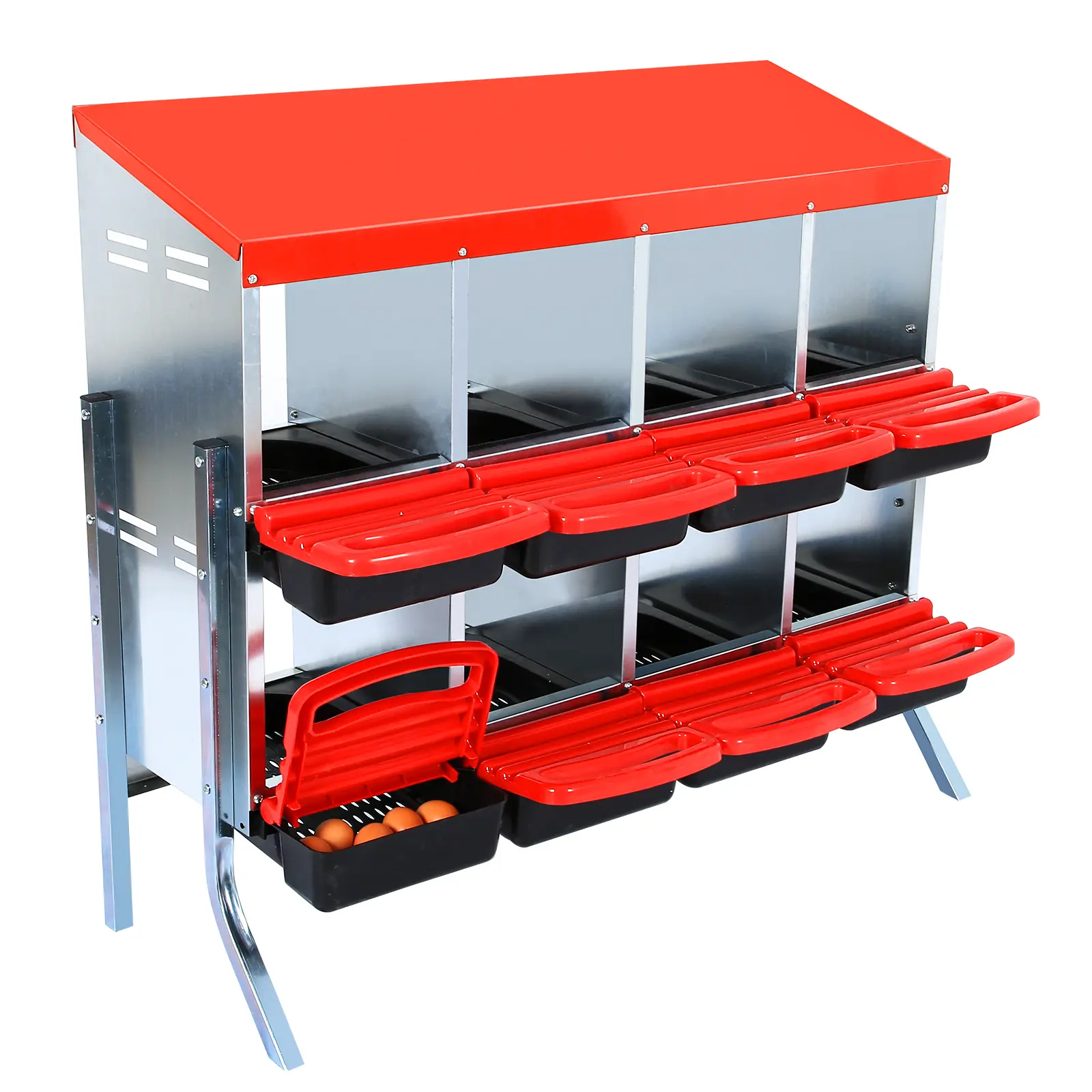 (with bracket legs, red) 8 compartment egg laying box