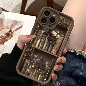 Flower & Book Pattern Phone Case, Anti-drop Cellphone Protective Case, Total Protective Shockproof Mobile Phone Cover for iPhone 11 12 13 14 15 16 Pro Max