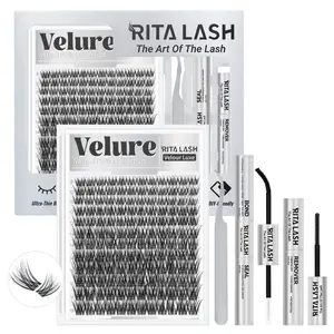 Velure | RITALASH 144pcs Velure Lashes Kit with Ultra-Dense, Waterproof, Long-Lasting Lashes | Venus | Natural Daily | Beginner-Friendly | Must-Have Clusters with Bond and Seal Remover tweezers
