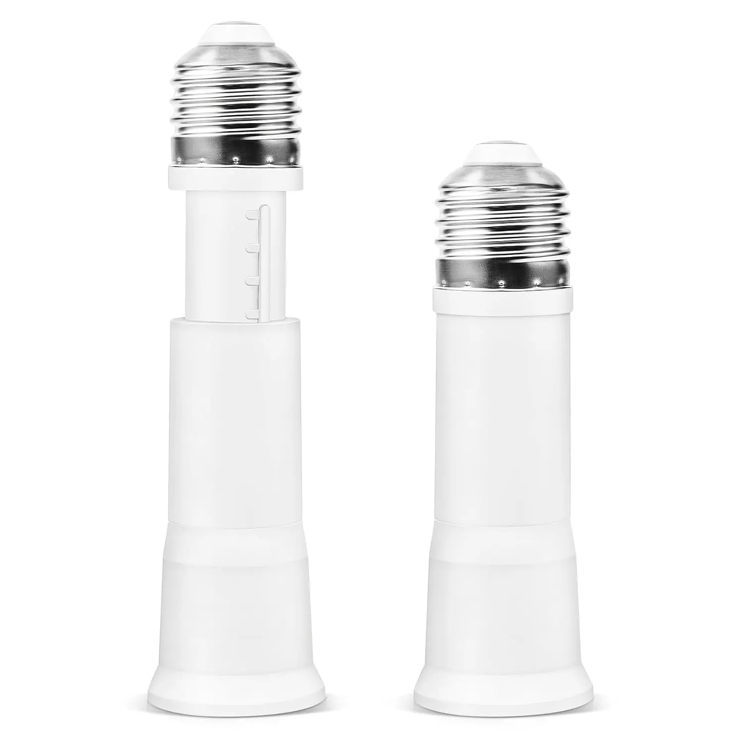 E26 3.15-4.13Inch/8-10.5CM Extension Flexible Socket Extender Adapter, E26 to E26 Edison Screw Converter, Light Socket Extender, Lamp Bulb Socket Extension, 2-Pack