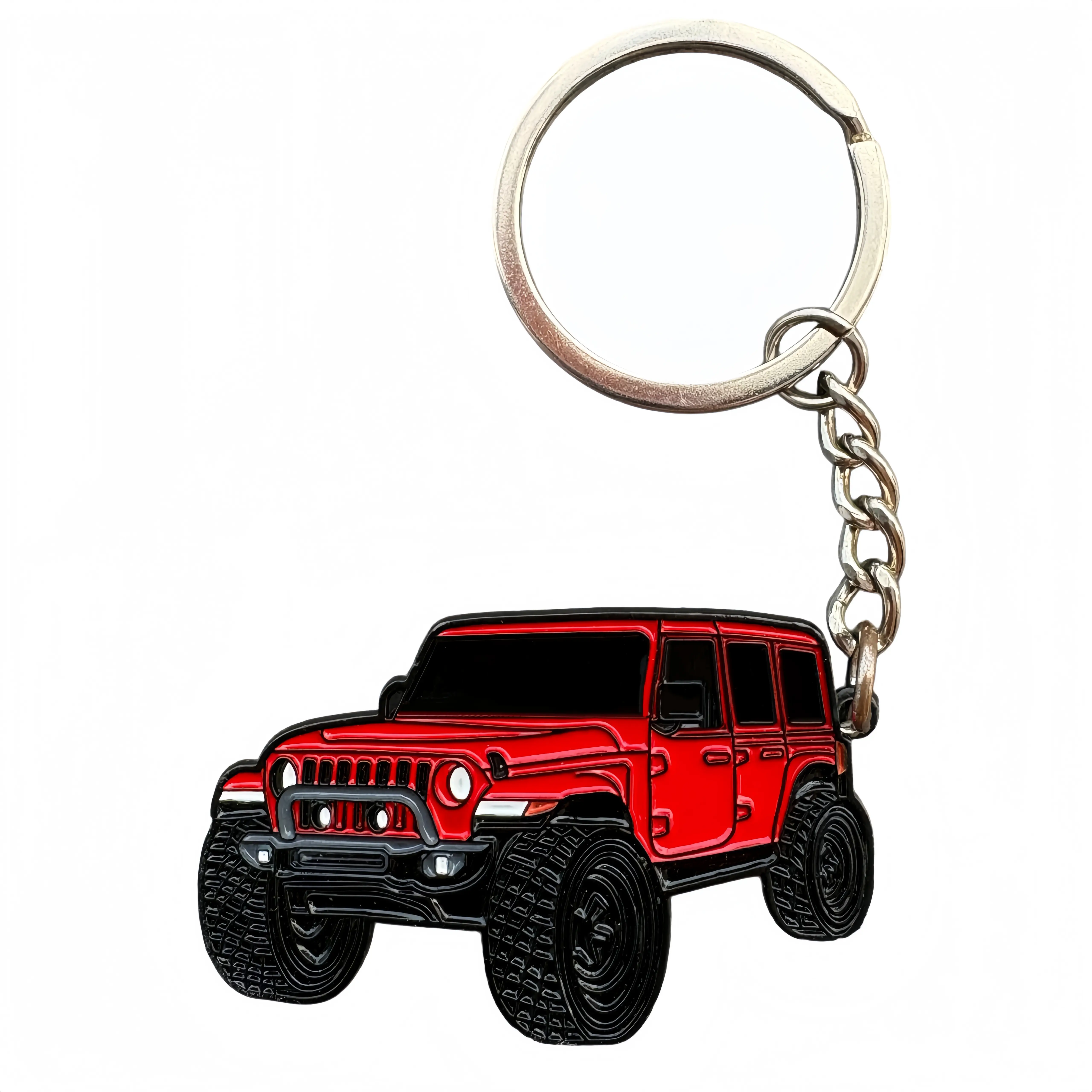 Heavy Duty Zinc Alloy Car Key Chain - 50×70mm Smooth Bright Double-Sided Enamel Pendant Key Ring, Birthday Gift for Wrangler Owners, Car Interior Decor Accessory, Keychains for Backpacks