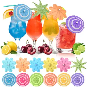 150 PCS 3 Styles Cocktail Umbrella Picks Mini Drink Umbrella Toothpicks Tiny Paper Parasol for Tropical Tiki Hawaiian Luau Party Drink Garnish Decoration Beverage Sticks Cupcake Topper